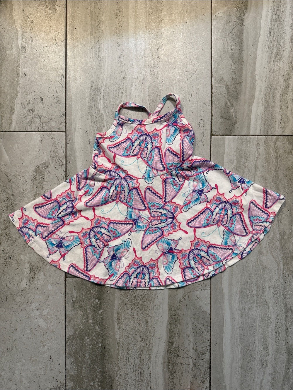 Girls Pink & Blue Butterfly Swing Dress
